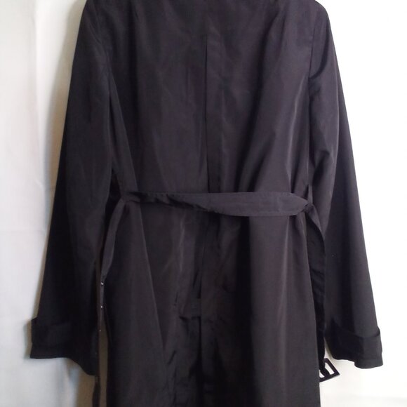 The Limited Jacket Trench Coat Women M Ruffle Belt Pockets Hidden Buttons Black - Picture 12 of 15